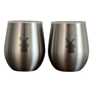 Set of Dutch Bros Stainless Camp Tumblers Wine Beverage Container 12oz with Lid